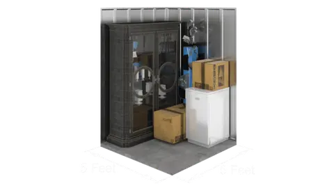 5'x5' storage unit (25 sq ft) interior view